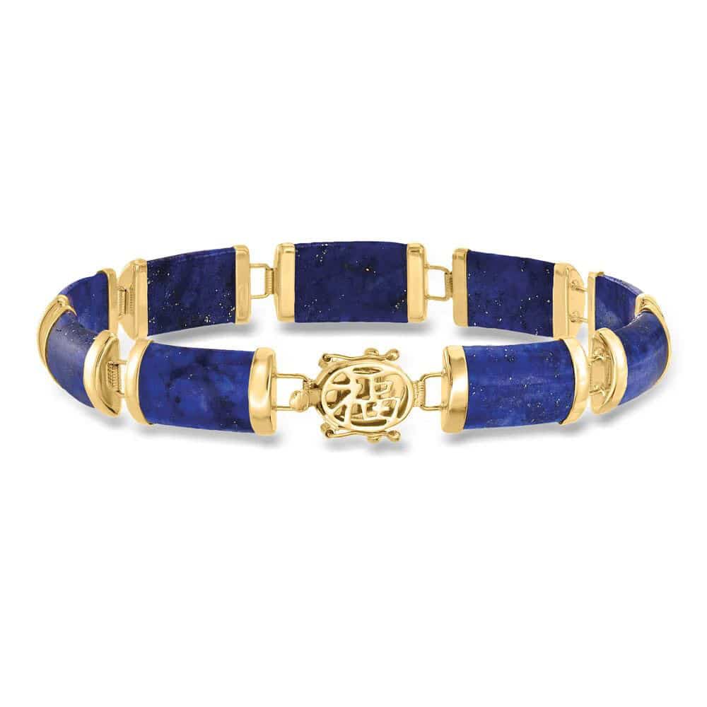 Blessing and Good Fortune 18K Gold Lapis Lazuli Bracelet