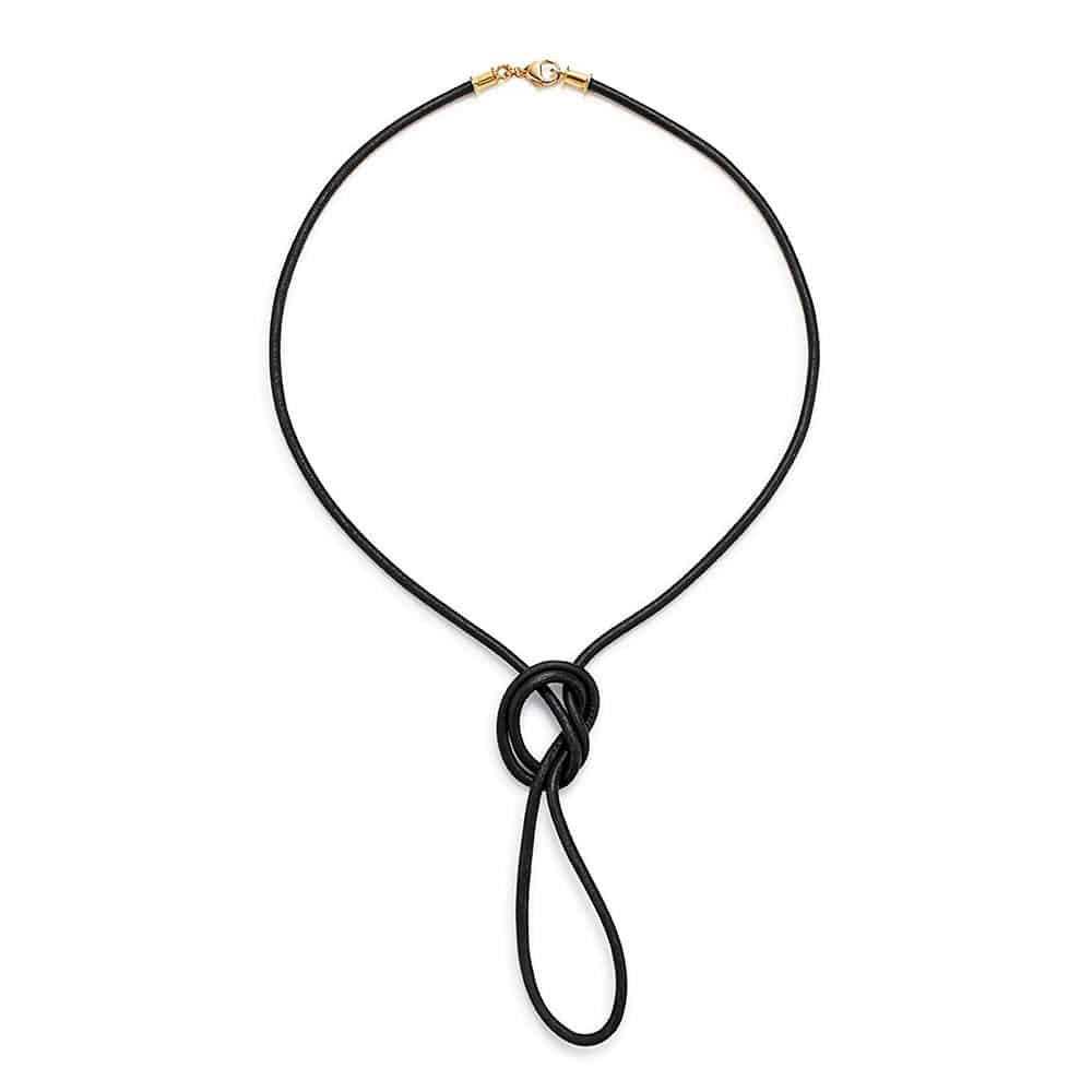 Leather Necklace with 14K Gold Closures