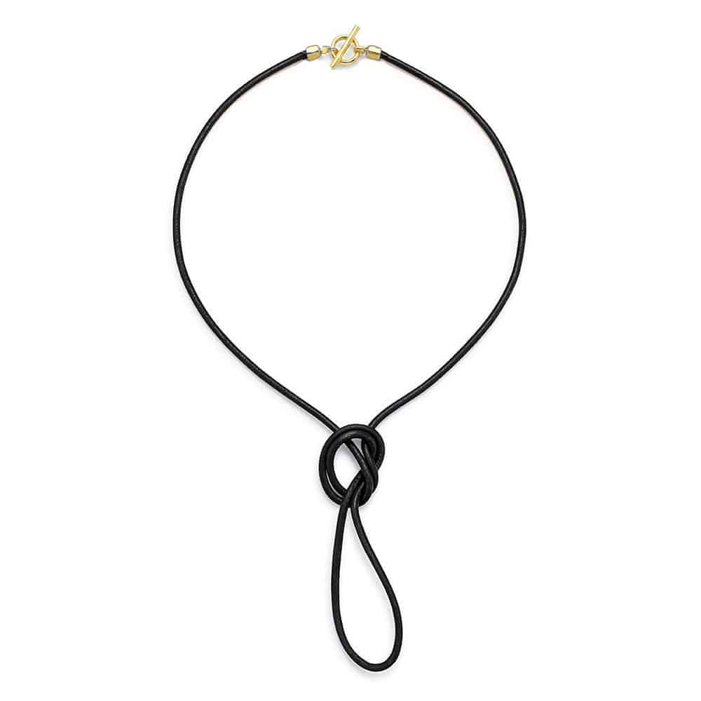 Leather Necklace with 14K Gold Toggle Closure