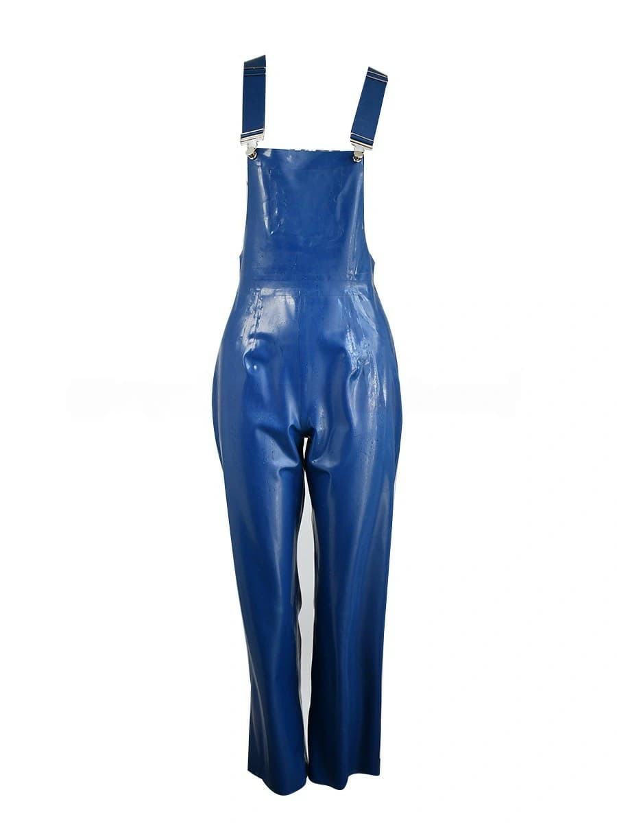 Latex Royal Blue Cargo-Style Overalls