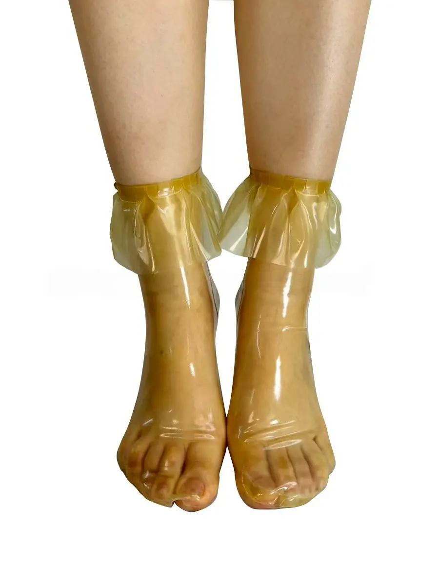 Latex Transparent Ankle Socks with Ruffle Trim