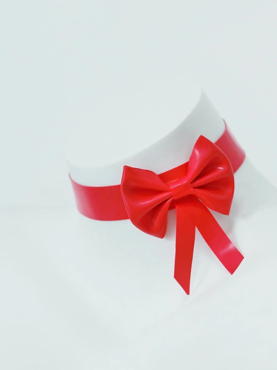 Latex Red Choker with Bow Detail