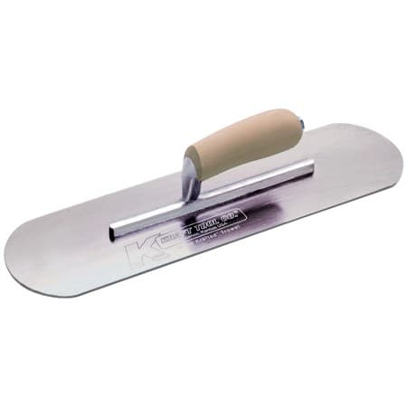 12″ x 3-1/2″ Swedish Stainless Steel Pool Trowel with a Camel Back Wood Handle on a Short Shank