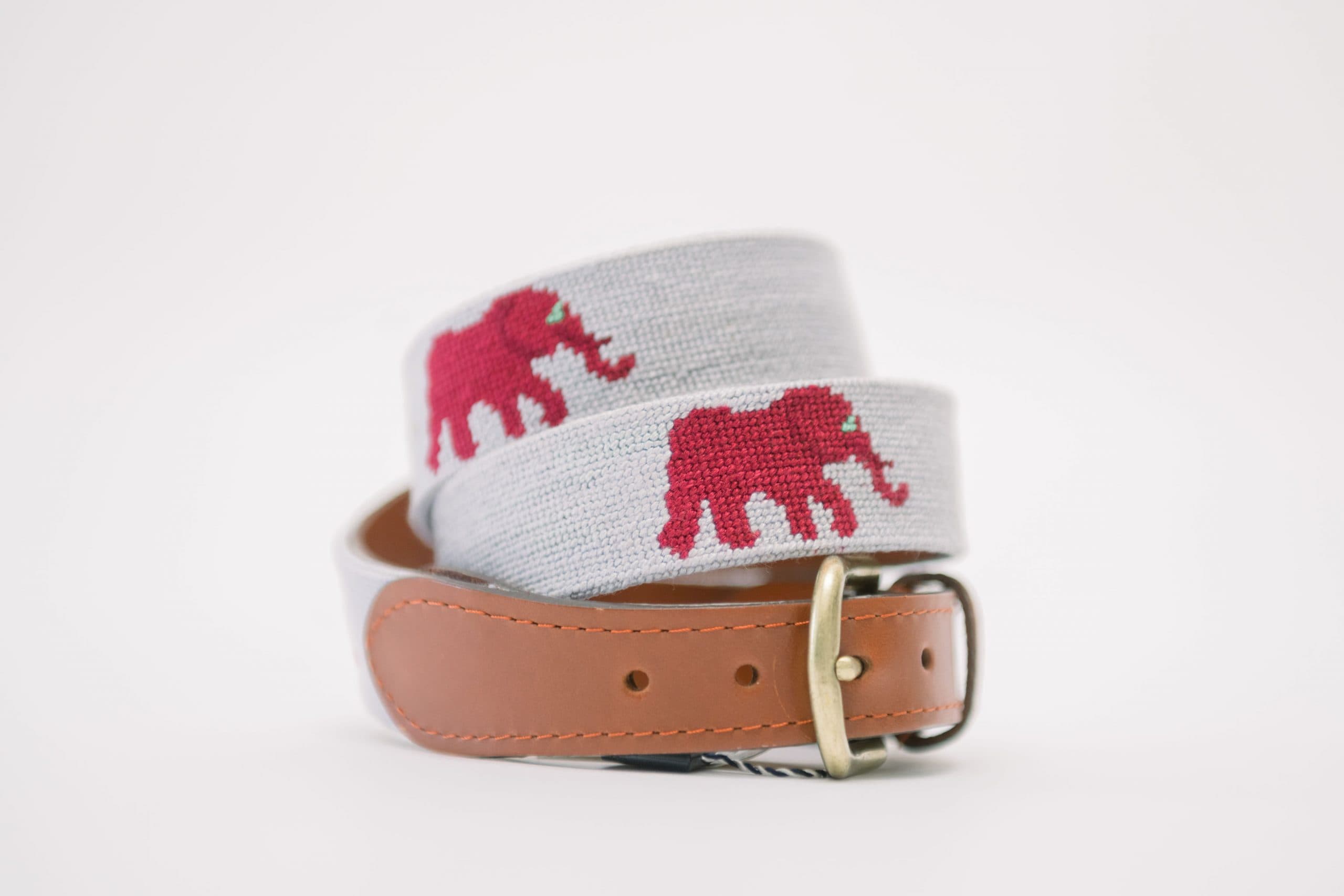 Smathers &amp; Branson Grey Needlepoint Elephant Belt