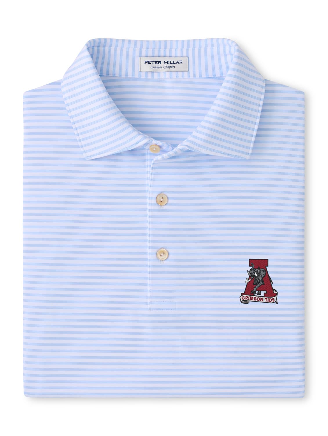 Peter Millar Wh/Light Blue Tiebreaker Stripe Vault “A” Polo