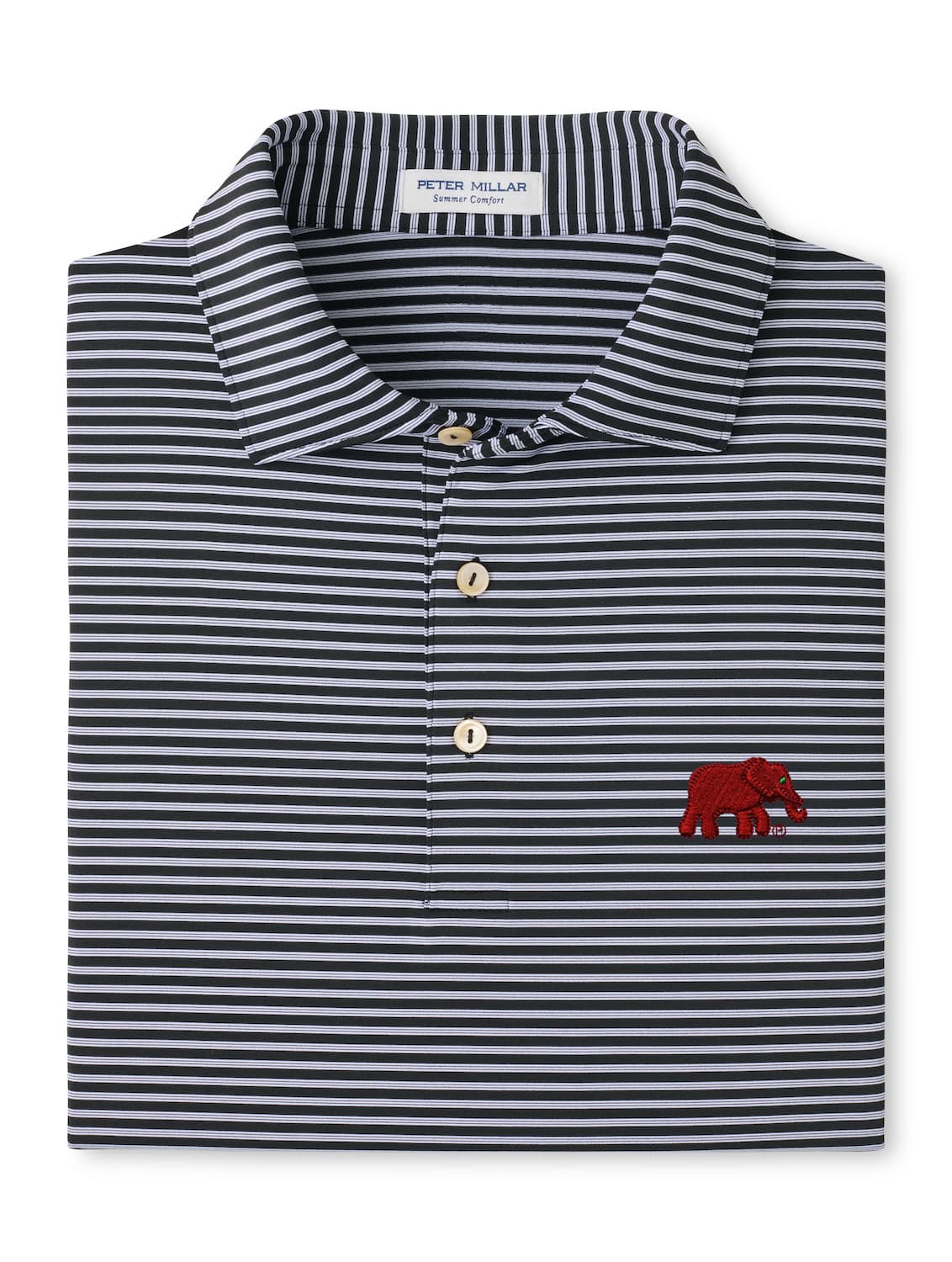 Peter Millar Black Tiebreaker Stripe Elephant Polo