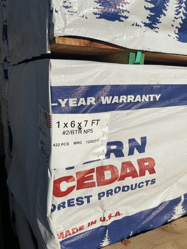 1×6-7′ #2 Cedar Fence Board