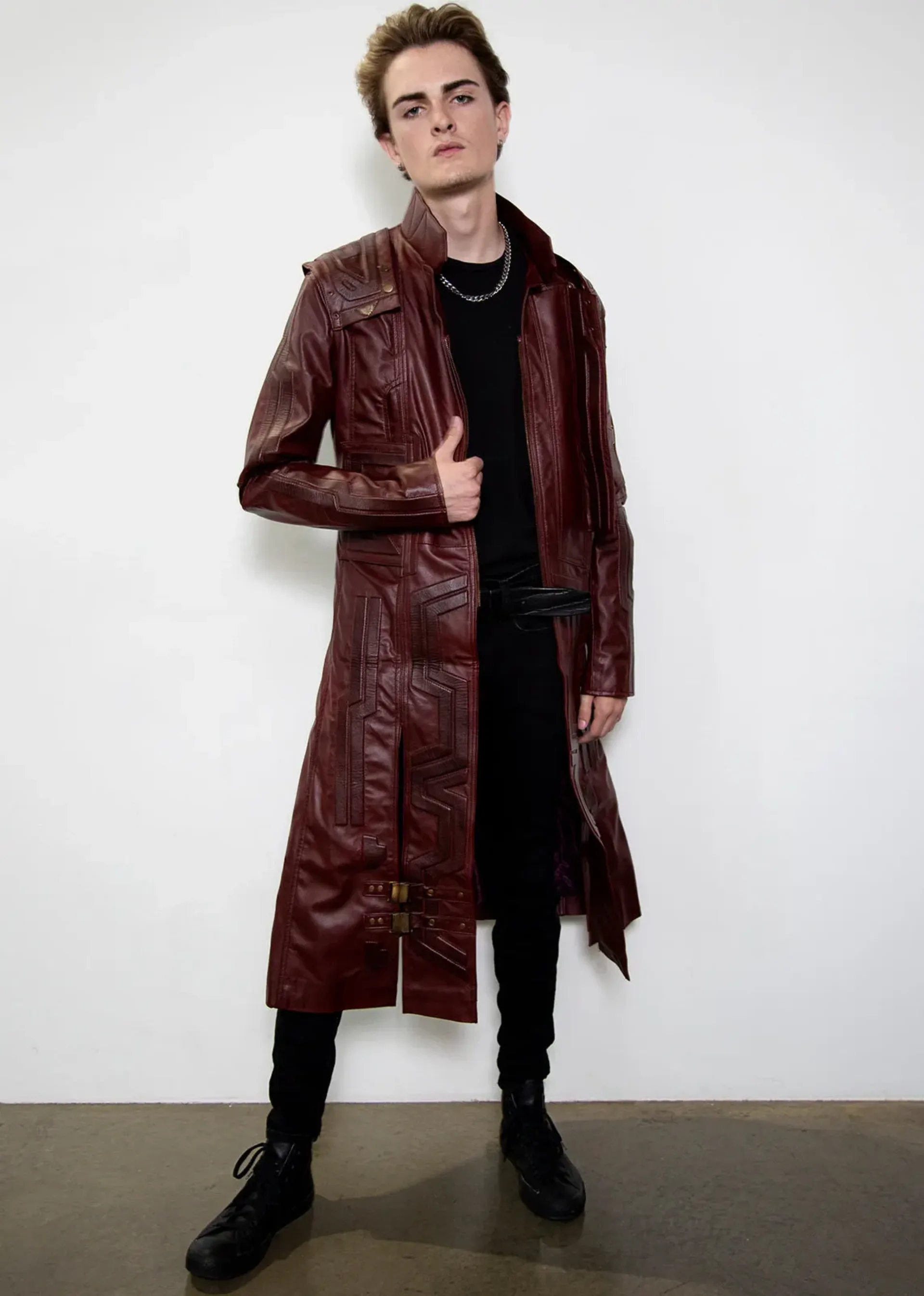 Mens Galaxy Leather Trench Coat