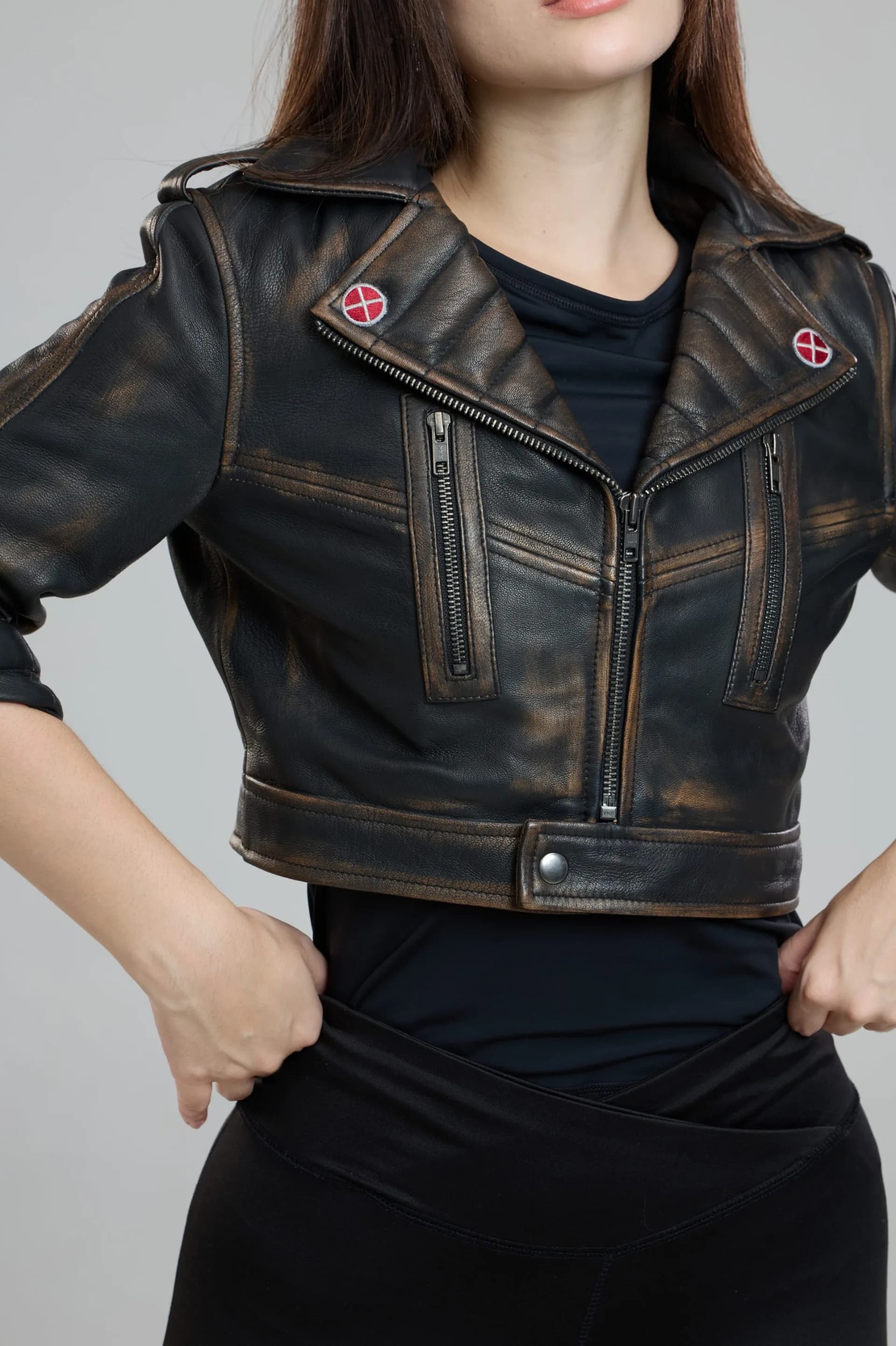 Rogue Cropped Weathered Leather Jacket - thumbnail 5