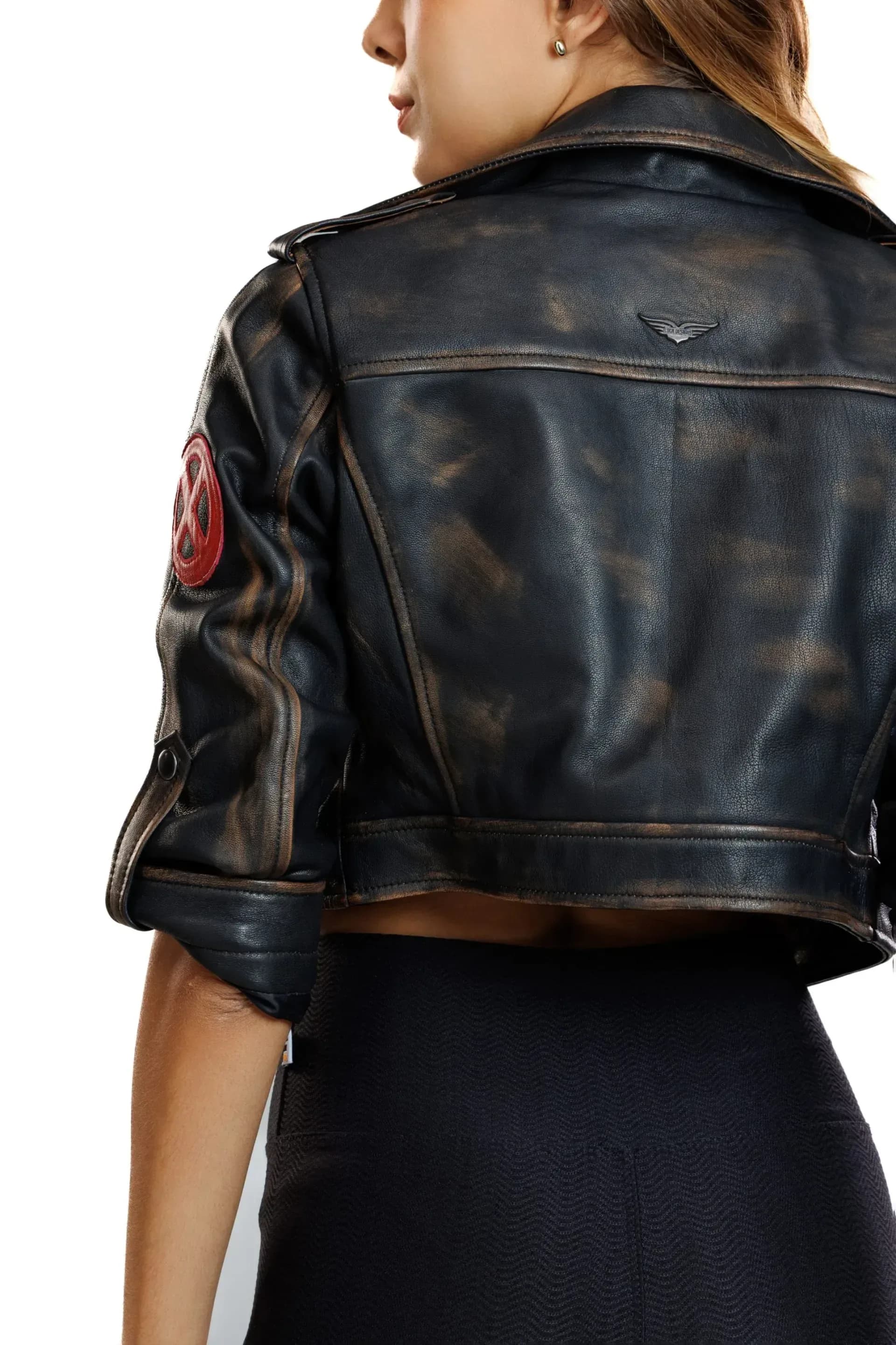Rogue Cropped Weathered Leather Jacket - thumbnail 4