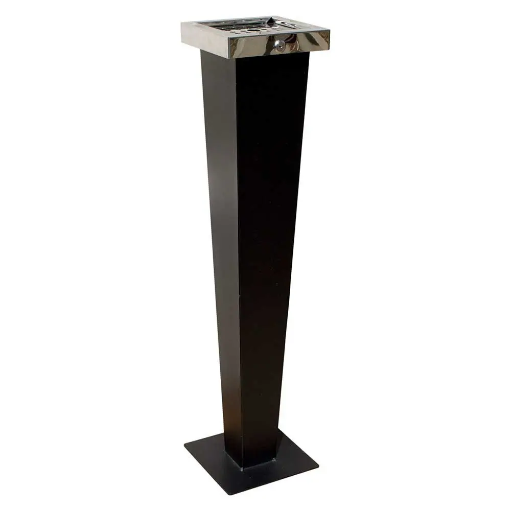 QualArc Huron free standing cigarette ash receptacle, black w/chrome
