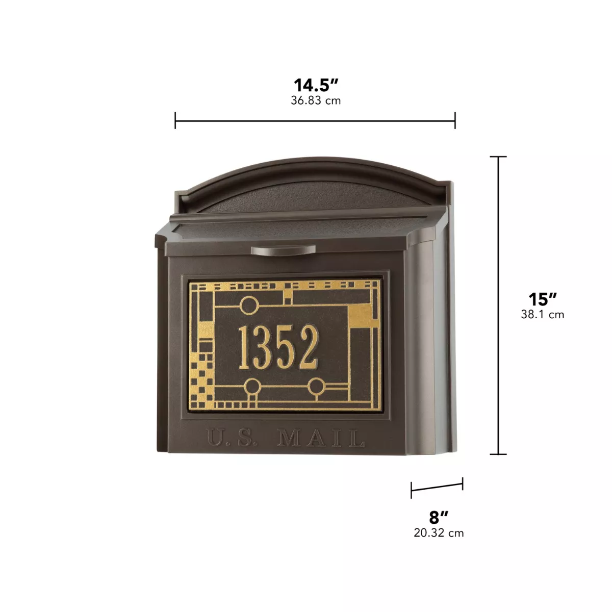 Whitehall Wall Mailbox With Frank Lloyd Wright Coonley Plaque Personalized - thumbnail 3