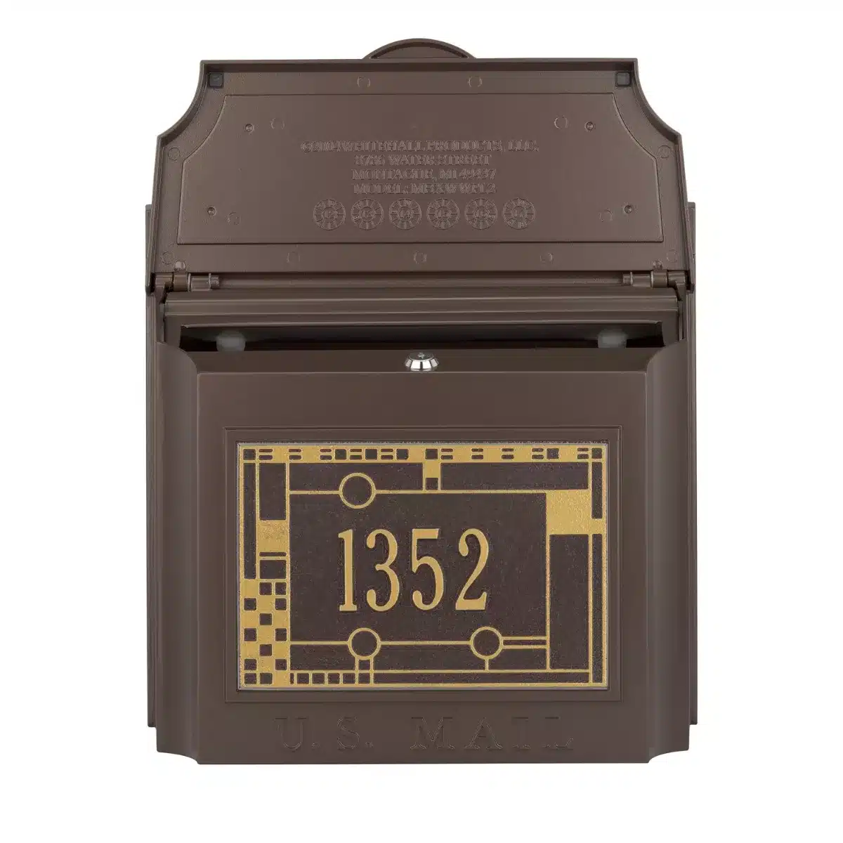 Whitehall Wall Mailbox With Frank Lloyd Wright Coonley Plaque Personalized - thumbnail 4