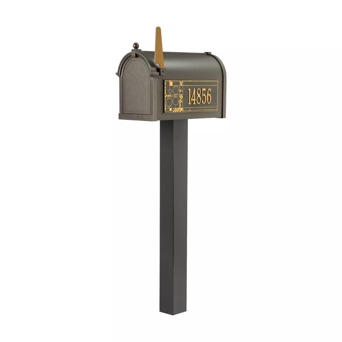 Whitehall Premium Mailbox Frank Lloyd Wright Coonley Package #2 (Capitol Mailbox, Standard Post, Personalized Coonley Side Plaques) - thumbnail 6