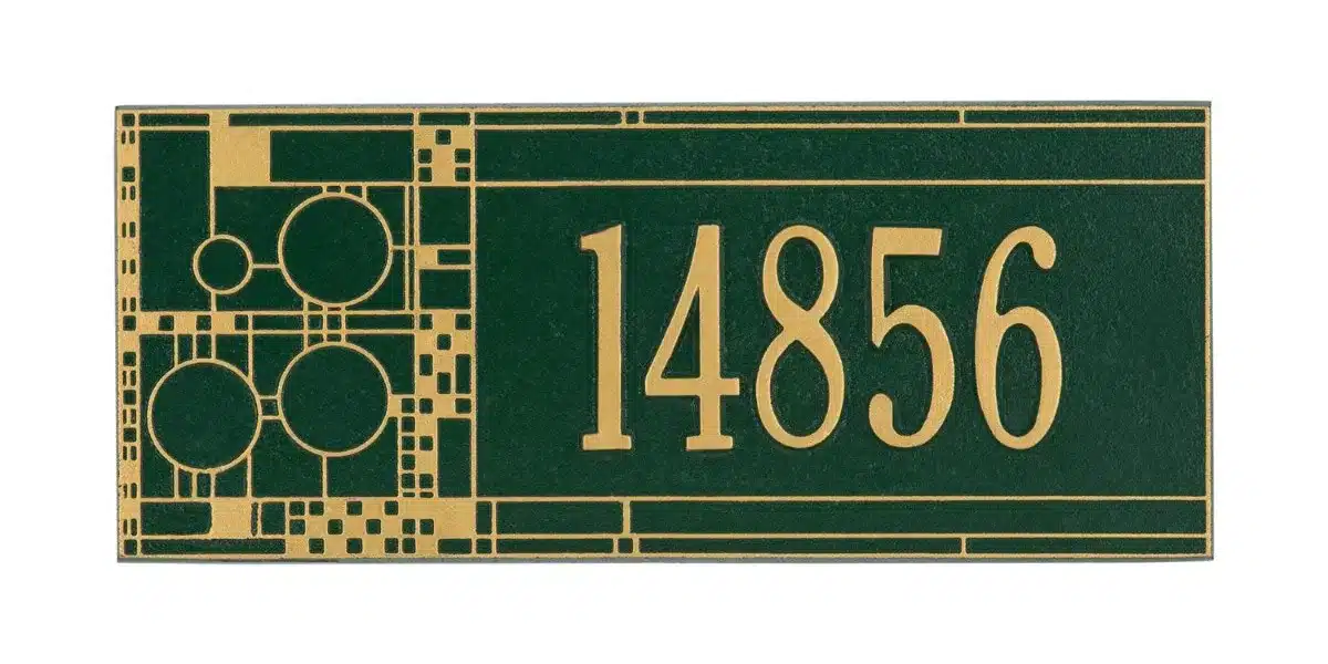 Whitehall Mailbox Side Plaque – Frank Lloyd Wright Coonley, 1-line Personalized - thumbnail 2