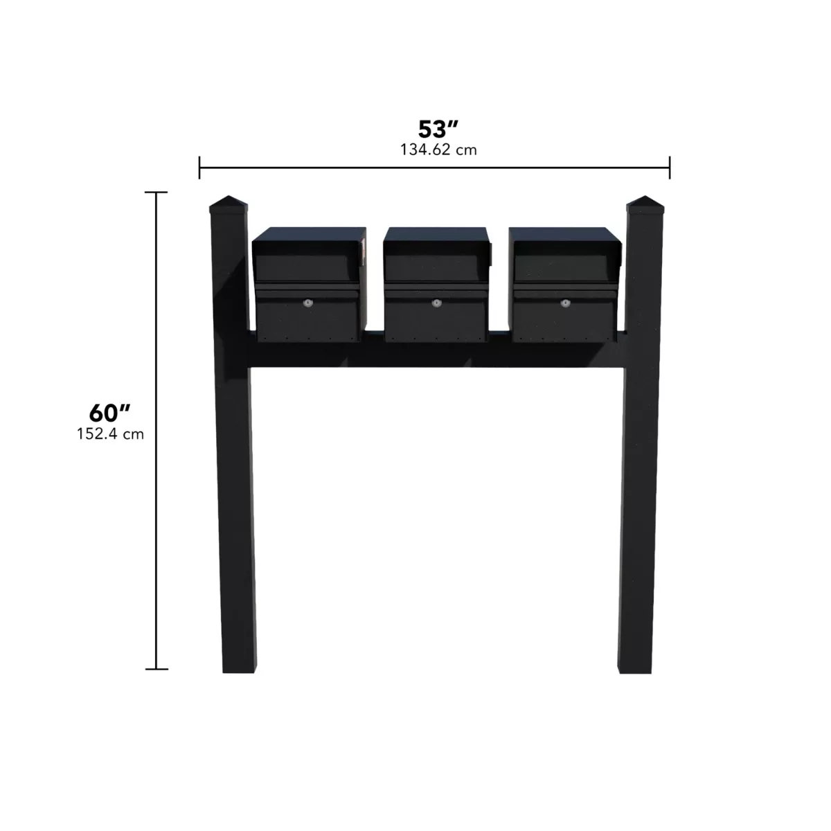 Whitehall Triple Mount MailVault Mailbox Rack with Pyramid Caps (3 Mailboxes, Tri-Mount Rack with MailVault Hardware) - thumbnail 2