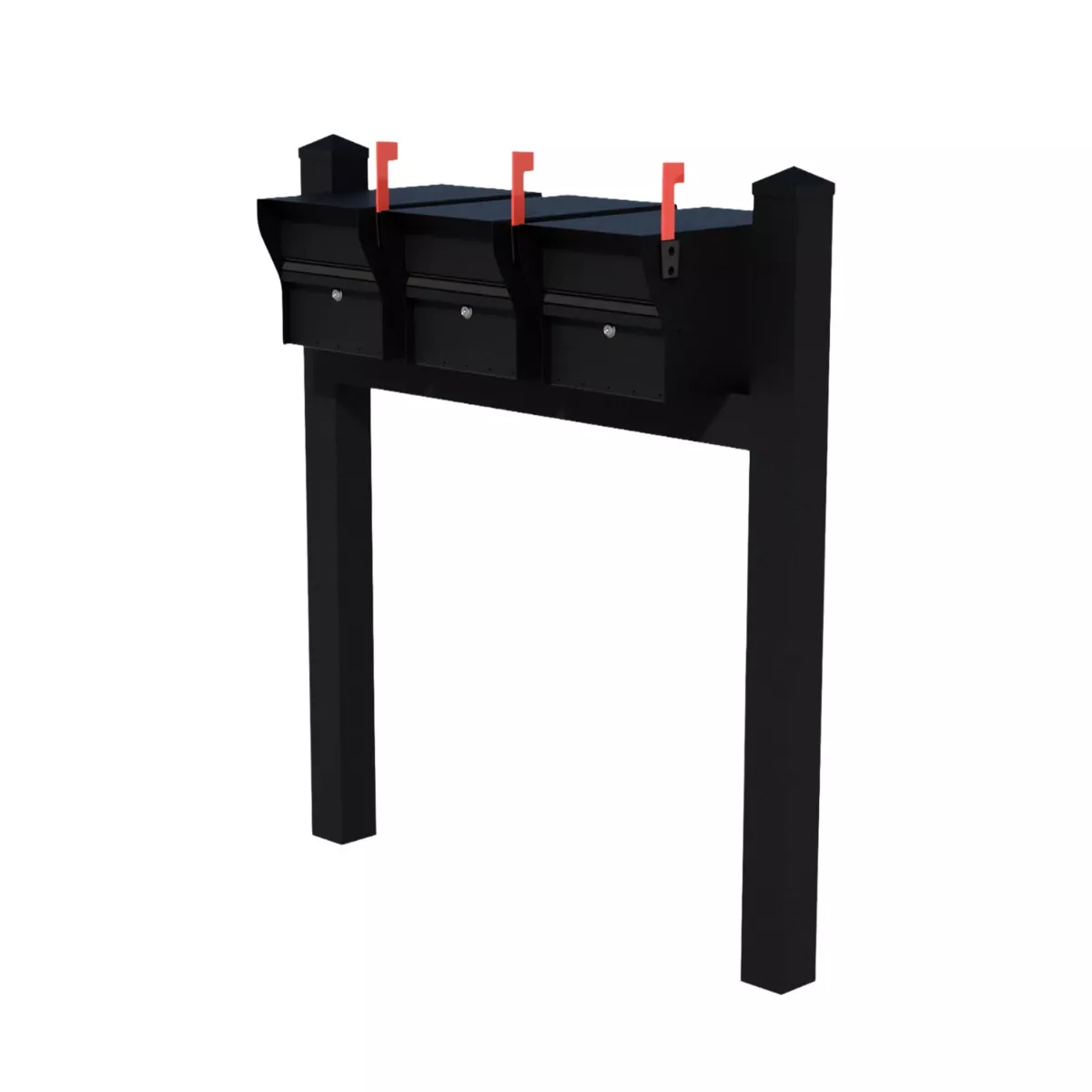 Whitehall Triple Mount MailVault Mailbox Rack with Pyramid Caps (3 Mailboxes, Tri-Mount Rack with MailVault Hardware) - thumbnail 4