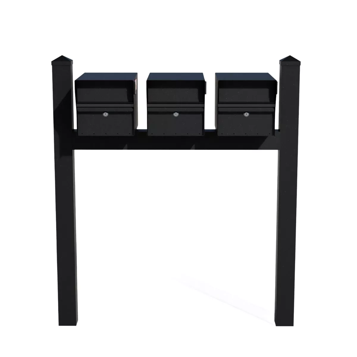 Whitehall Triple Mount MailVault Mailbox Rack with Pyramid Caps (3 Mailboxes, Tri-Mount Rack with MailVault Hardware) - thumbnail 6