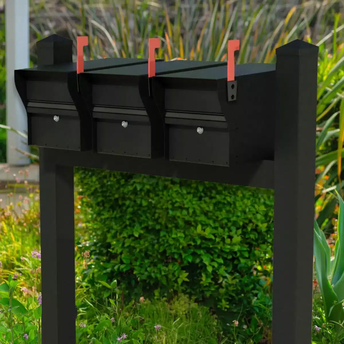 Whitehall Triple Mount MailVault Mailbox Rack with Pyramid Caps (3 Mailboxes, Tri-Mount Rack with MailVault Hardware) - thumbnail 9