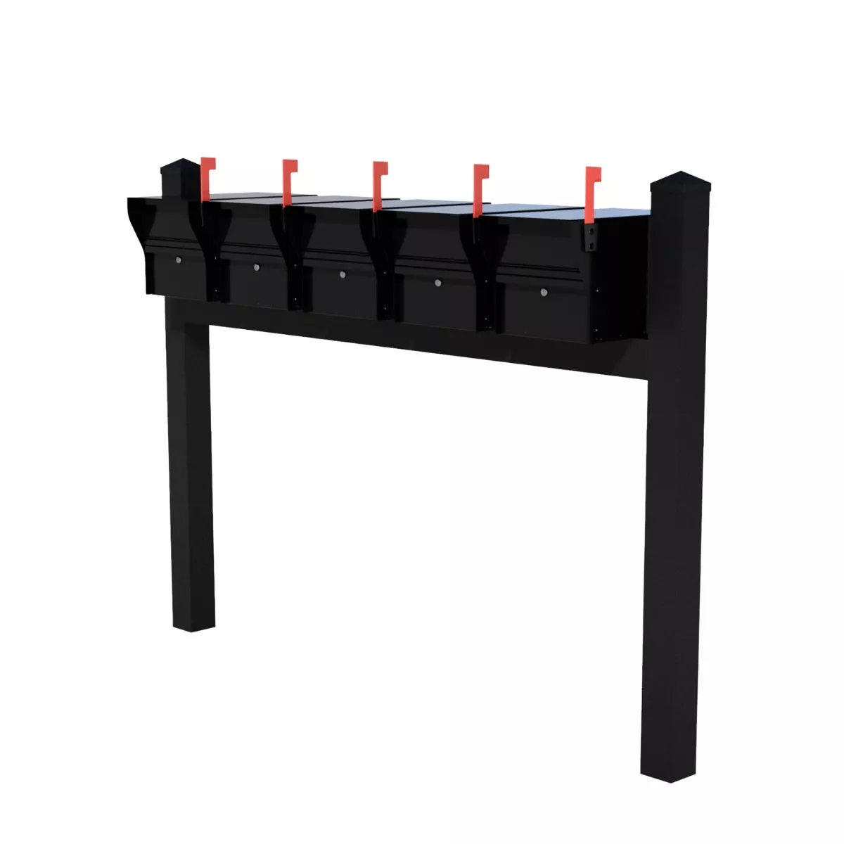 Whitehall Quint Mount MailVault Mailbox Rack with Pyramid Caps (5 Mailboxes, Quint Mount Rack with MailVault Hardware) - thumbnail 2