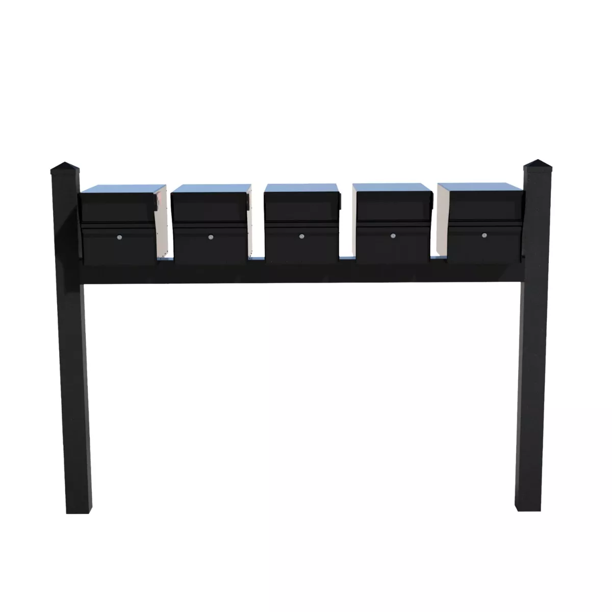 Whitehall Quint Mount MailVault Mailbox Rack with Pyramid Caps (5 Mailboxes, Quint Mount Rack with MailVault Hardware) - thumbnail 5