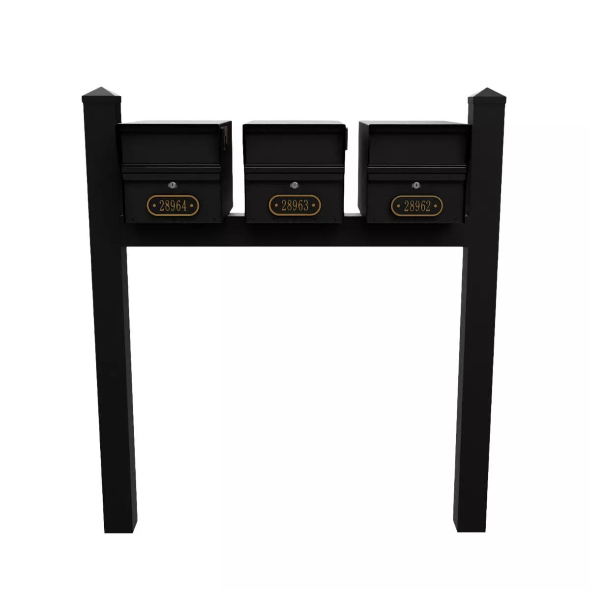 Whitehall Triple Mount MailVault Mailbox Rack with Pyramid Caps (3 Mailboxes, Tri-Mount Rack with MailVault Hardware) - thumbnail 3