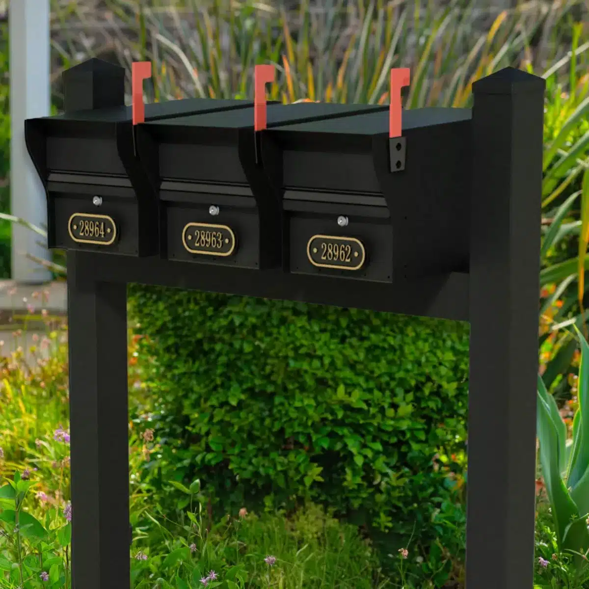 Whitehall Triple Mount MailVault Mailbox Rack with Pyramid Caps (3 Mailboxes, Tri-Mount Rack with MailVault Hardware) - thumbnail 8