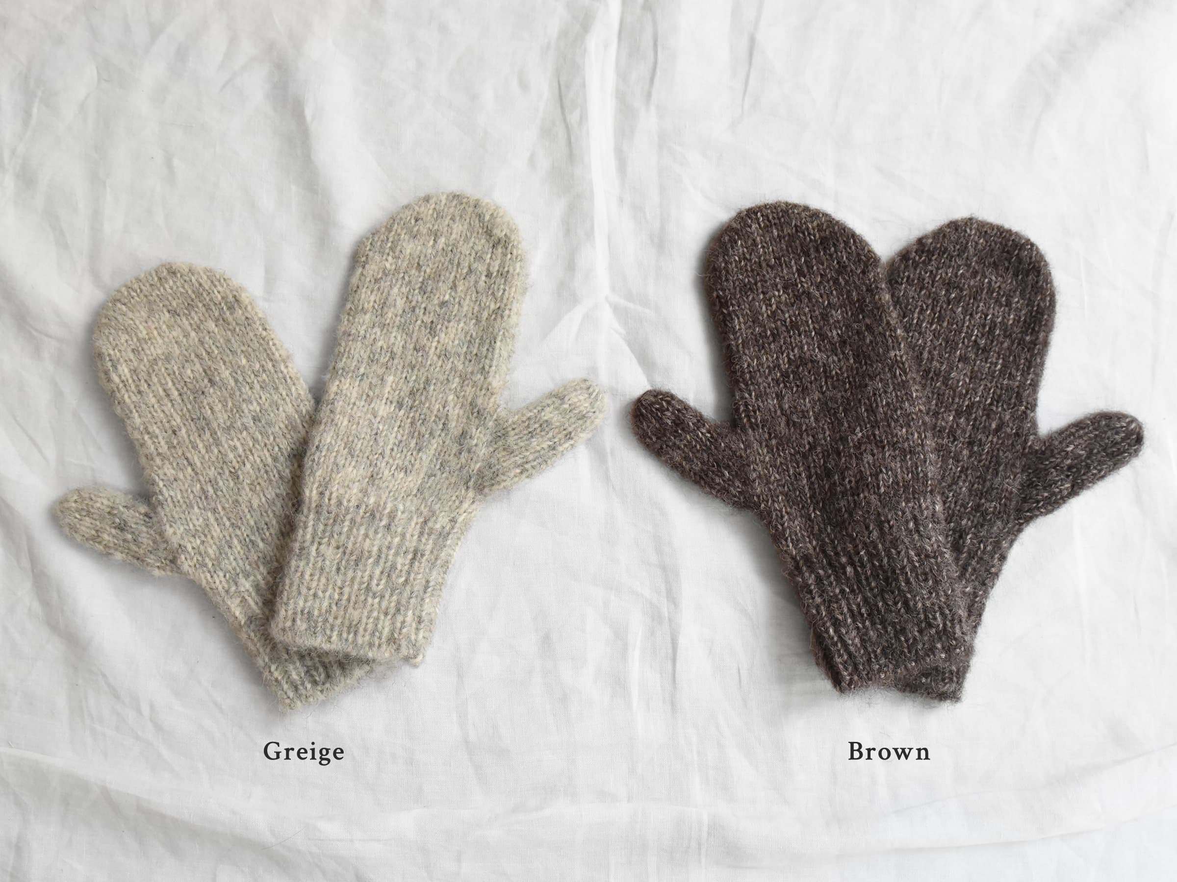 MAKIE, Alpaca Rib Cap and Mittens – Greige and Brown - thumbnail 2