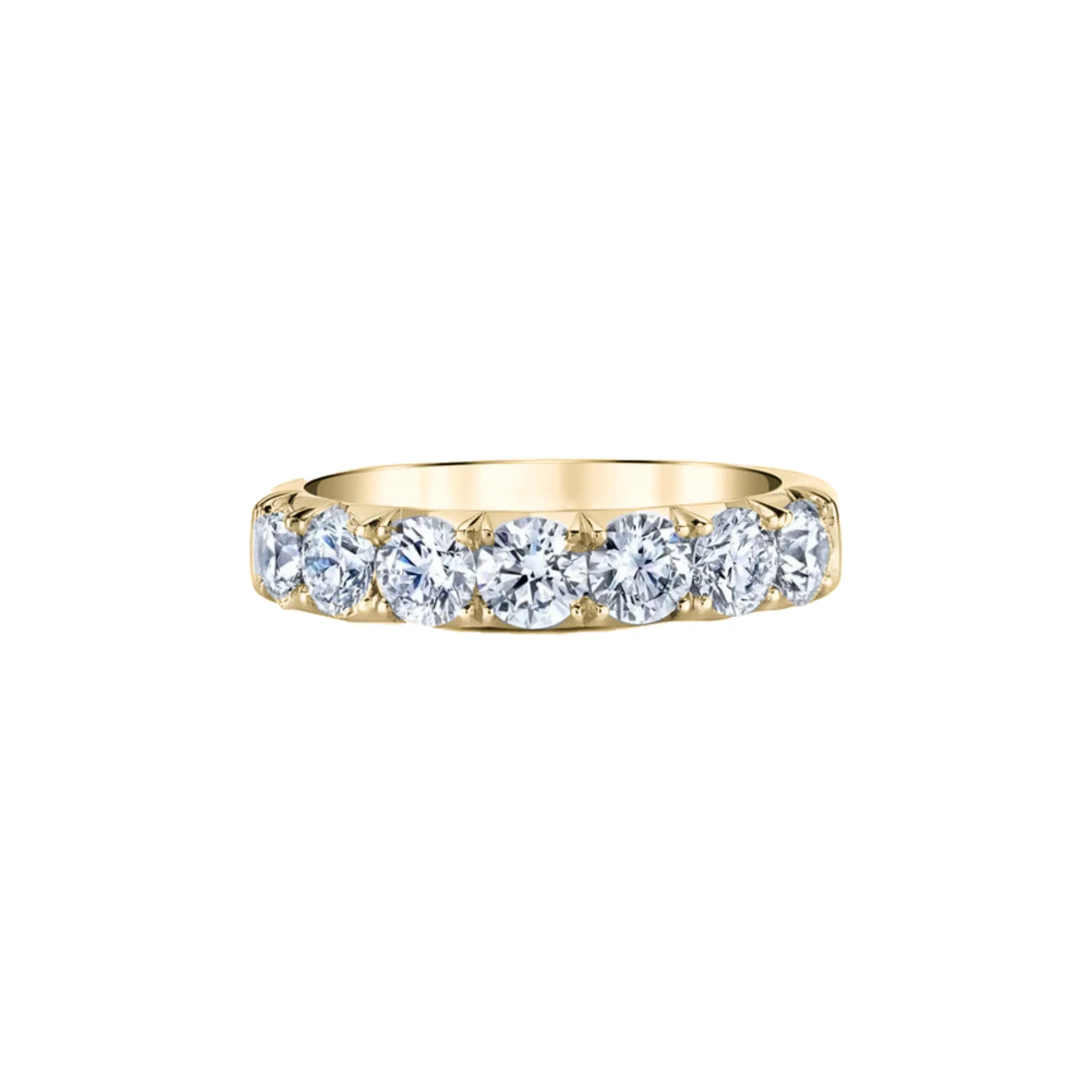 0.87 carat Round Brilliant cut French set Wedding Band in Yellow Gold