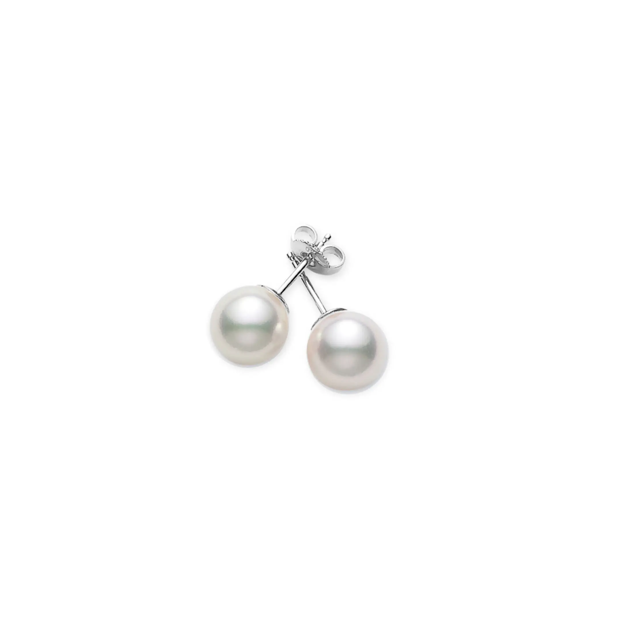 Akoya Cultured AA Pearl Stud Earrings in White Gold – 6-6.5mm