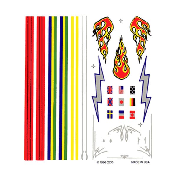 Stripes and Flames PineCar® Dry Transfer Decals