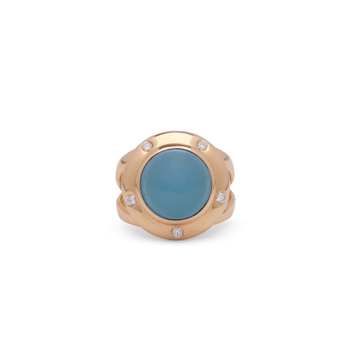 Turquoise Saucer Ring with Diamonds