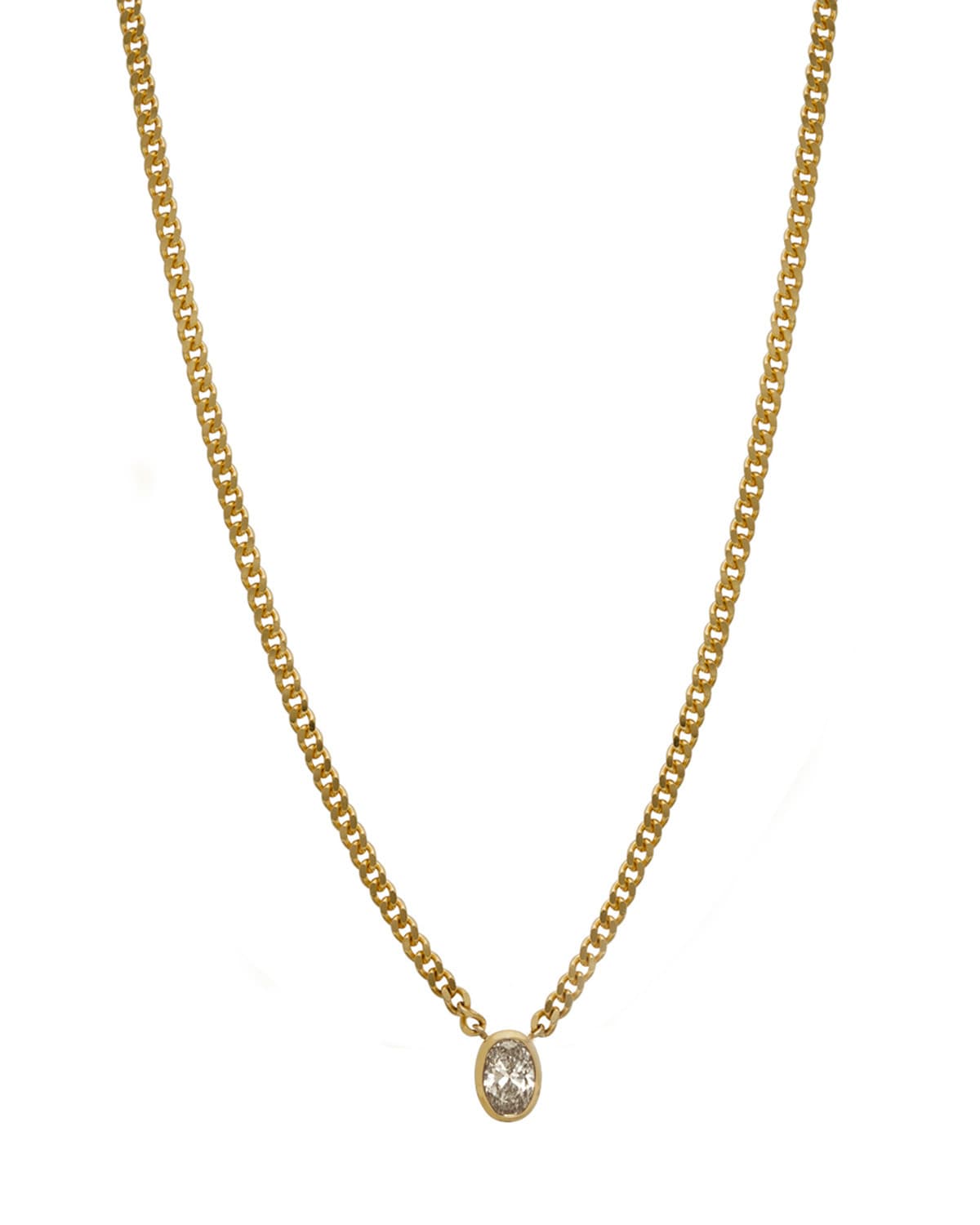 Oval Bezel Curb Chain 18″ Necklace