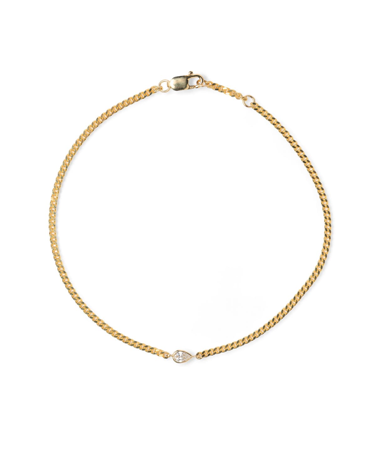 Pear Bezel Curb Chain Bracelet in 14K Yellow Gold