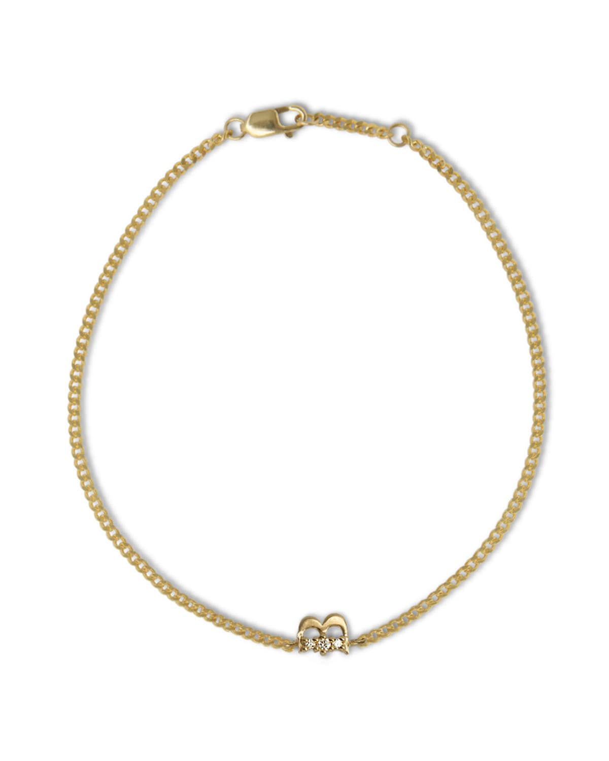 Ava Initial Curb Bracelet in 14K Yellow Gold