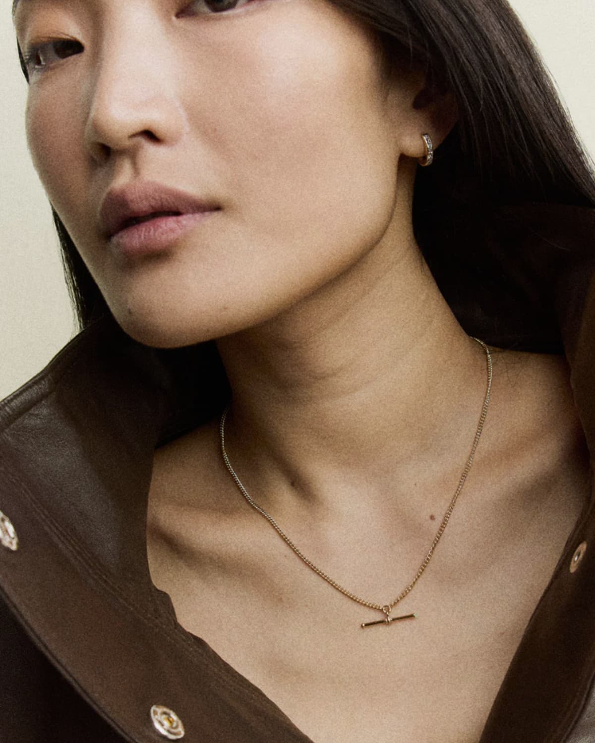 Tiny Diamond T-Bar Necklace - thumbnail 2