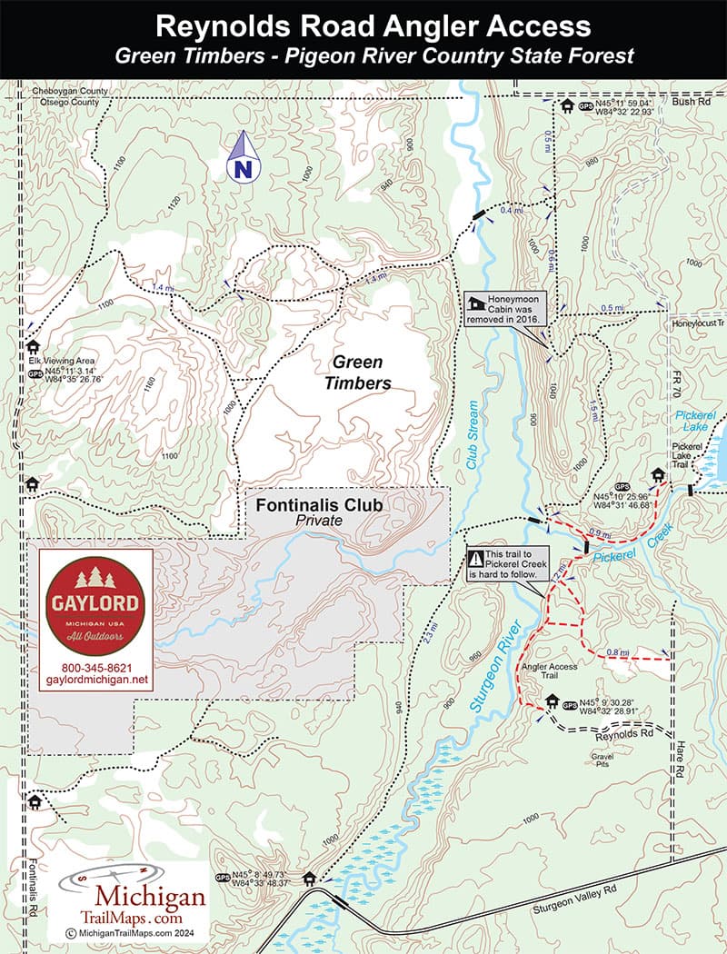 Pigeon River: Green Timbers Anglers Access Trail Map