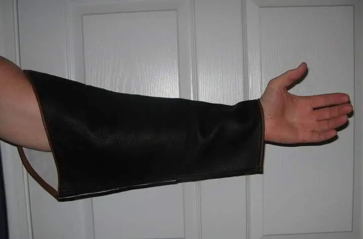 COWHIDE ARM COVER SHEATHS 14 or 19 inches long  – (for use on left arm) - thumbnail 2