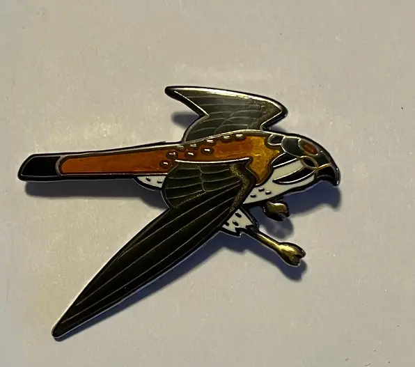 Enameled Raptor Pins, Kestrel