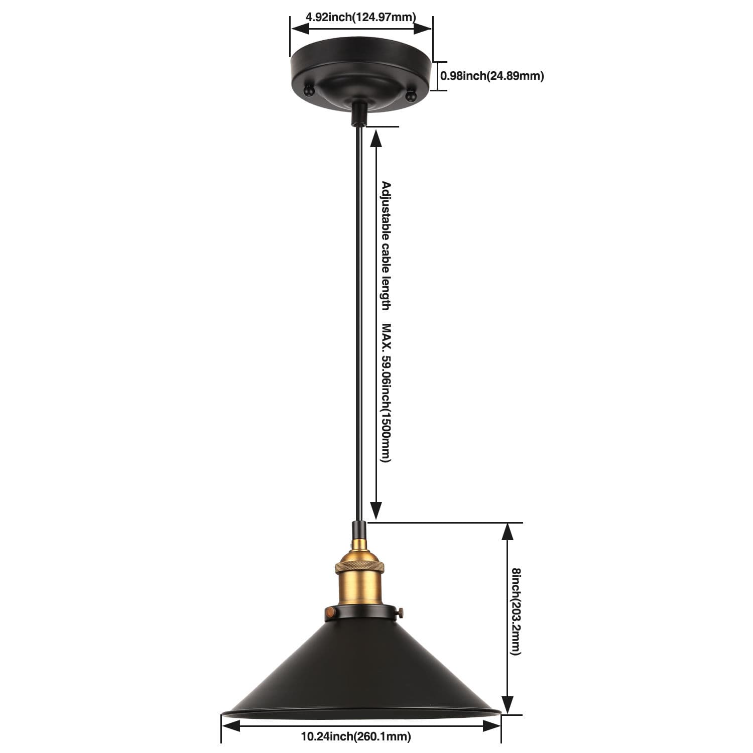 “Rustic” Black Industrial Pendant Light - thumbnail 7