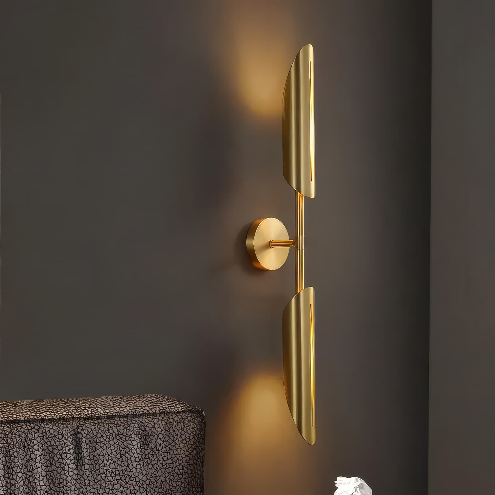 “Ember” Modern Gold Double Shade Wall Sconce - thumbnail 2