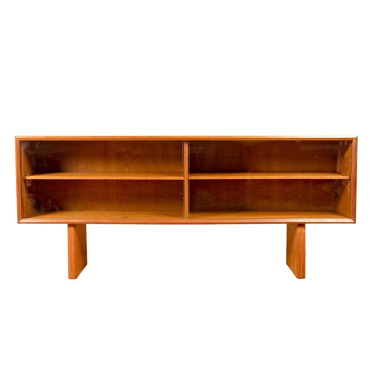 Danish Modern Teak + Glass Display Top  — Use Atop a Sideboard or Freestanding
