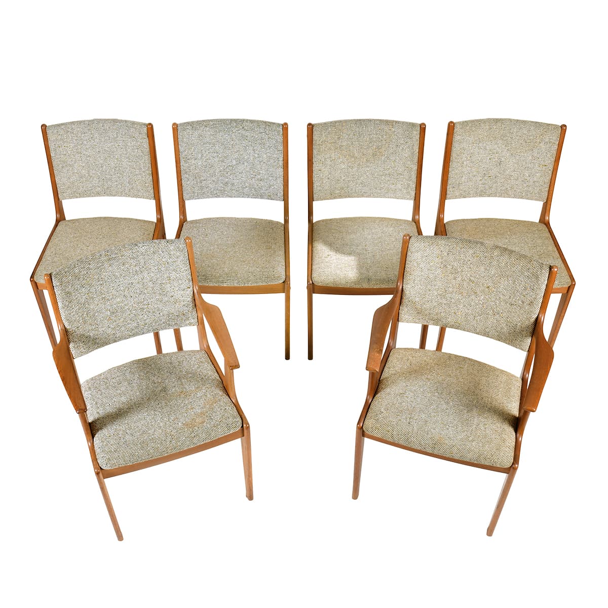 Set of 6 (2+4) Danish Modern Teak Tallback Dining Chairs