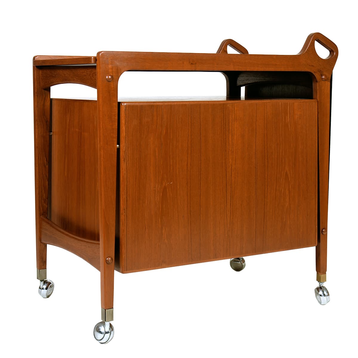 Locking ‘n’ Rolling Danish Modern Expandable Bar | Serving Cart in Teak - thumbnail 5