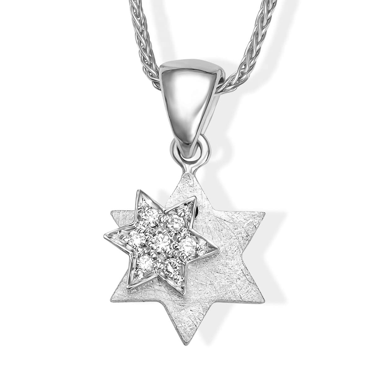 Tiny Double-Layer 14k Gold Magen David Necklace with Spinning Diamonds - thumbnail 4