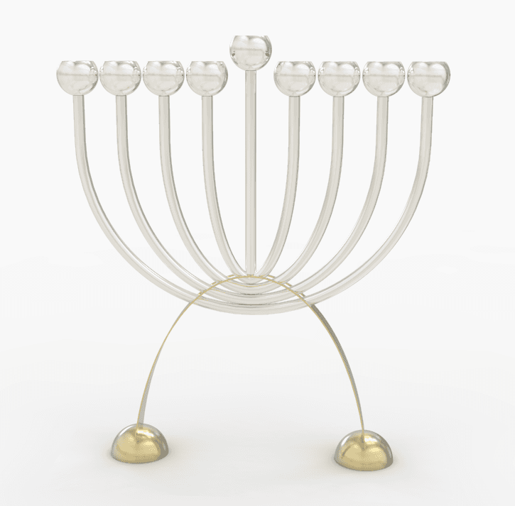 Contemporary Sterling Silver Menorah with Brass Golden Arch