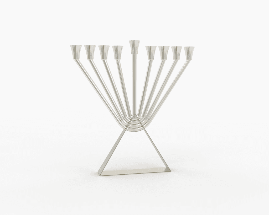 Modern Sterling Silver Chabad Menorah with Brass Triangle Base - thumbnail 5