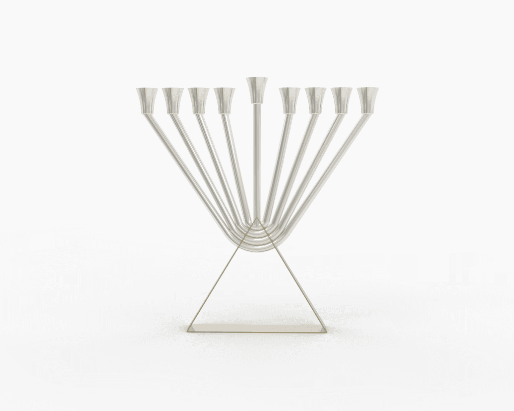 Modern Sterling Silver Chabad Menorah with Brass Triangle Base - thumbnail 8