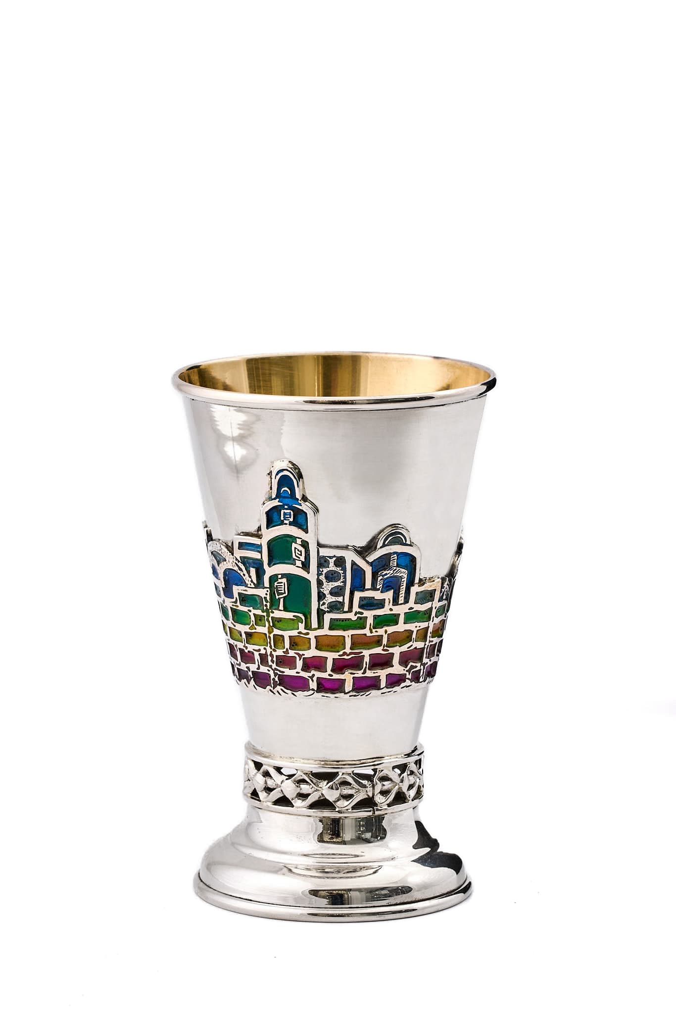 Jerusalem Design Silver Kiddush Cup Set with Tray - thumbnail 2