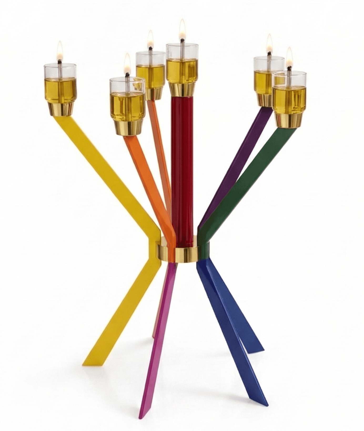 Luxury Modern Colorful Geometric Candelabra with Gold Details